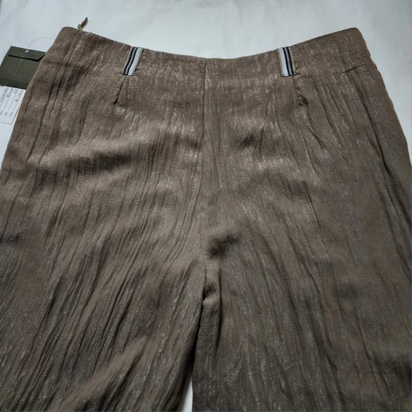 Solola Army Green Crinkle Tencel High Rise Wide Leg Pants - Picture 3 of 7